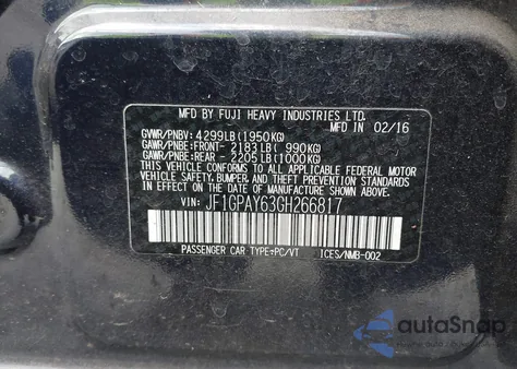 2016 Subaru Impreza 2.0I Sport Limited из США, поврежденный, VIN JF1GPAY63GH266817